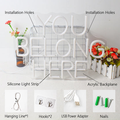 You Belong Here 5V USB LED Neon Sign - Budget Friendly