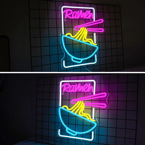 Ramen – Tigela de noodles e pauzinhos – reclame luminoso em néon LED (5 V USB)