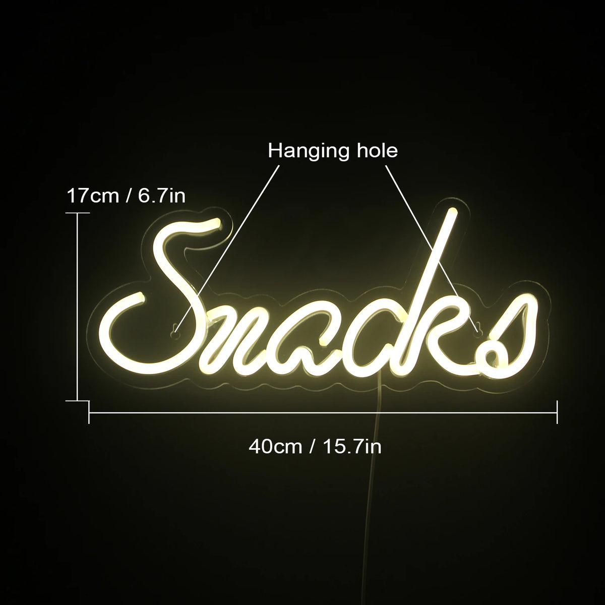 Snacks – reclame luminoso em néon LED (5 V USB)