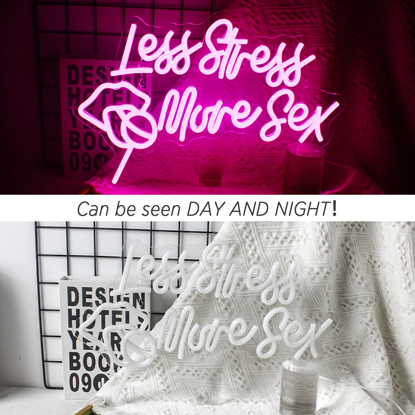 Menos Estresse Mais Sexo 5V USB Letreiro de LED - Econômico