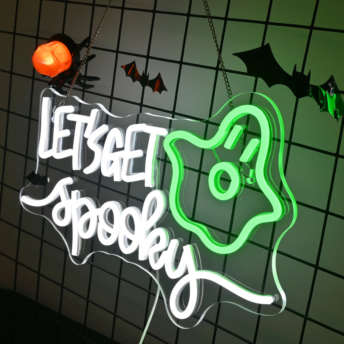 “Boo” (abóbora, chapéu de bruxa) – letreiro de néon LED (5 V USB)