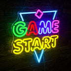 GAME START – Triângulo e losango pequeno – letreiro de néon LED (5 V USB)