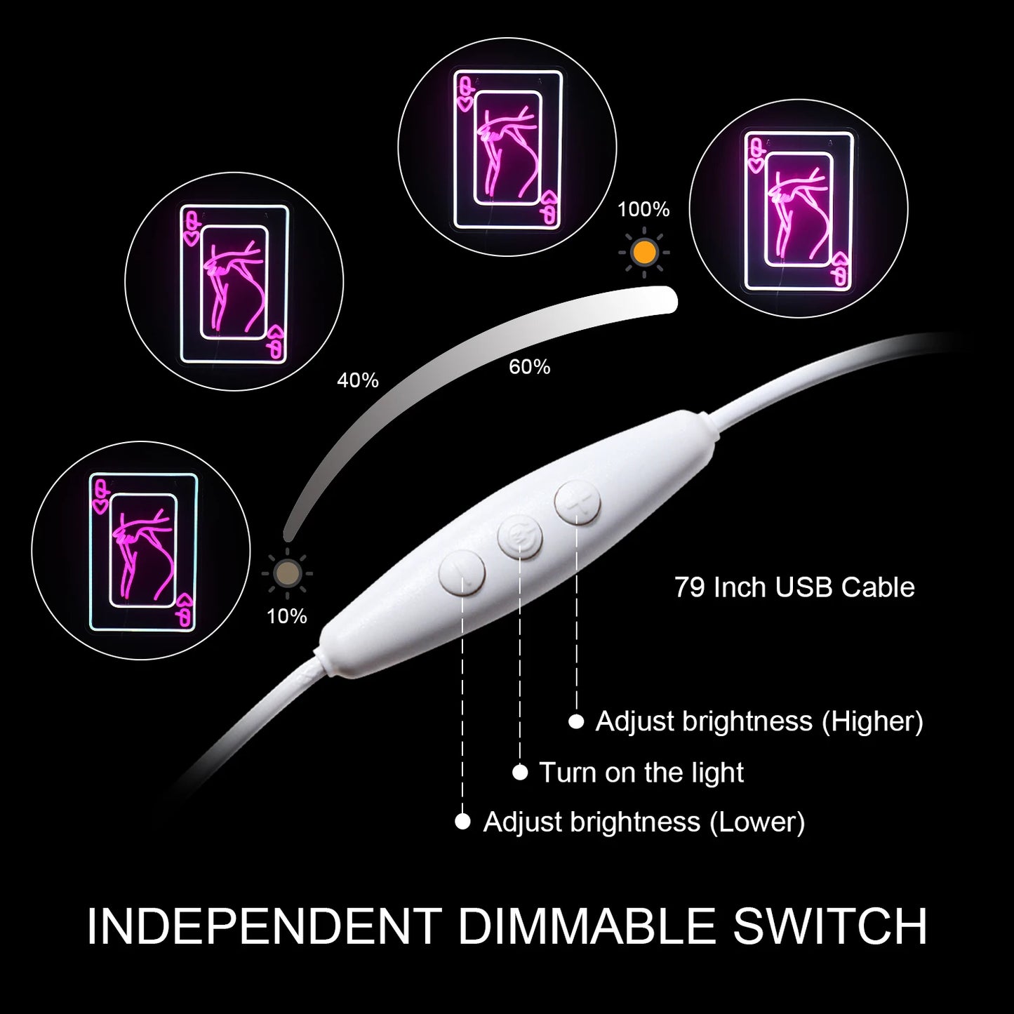Cartas de Baralho Corpo de Dama Letreiro de LED USB 5V - Econômico