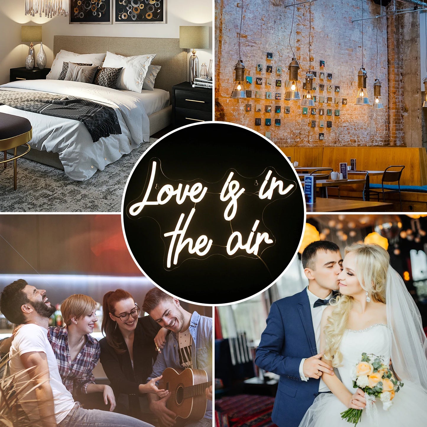 Letreiro de LED "Love is in the Air" 5V USB - Econômico