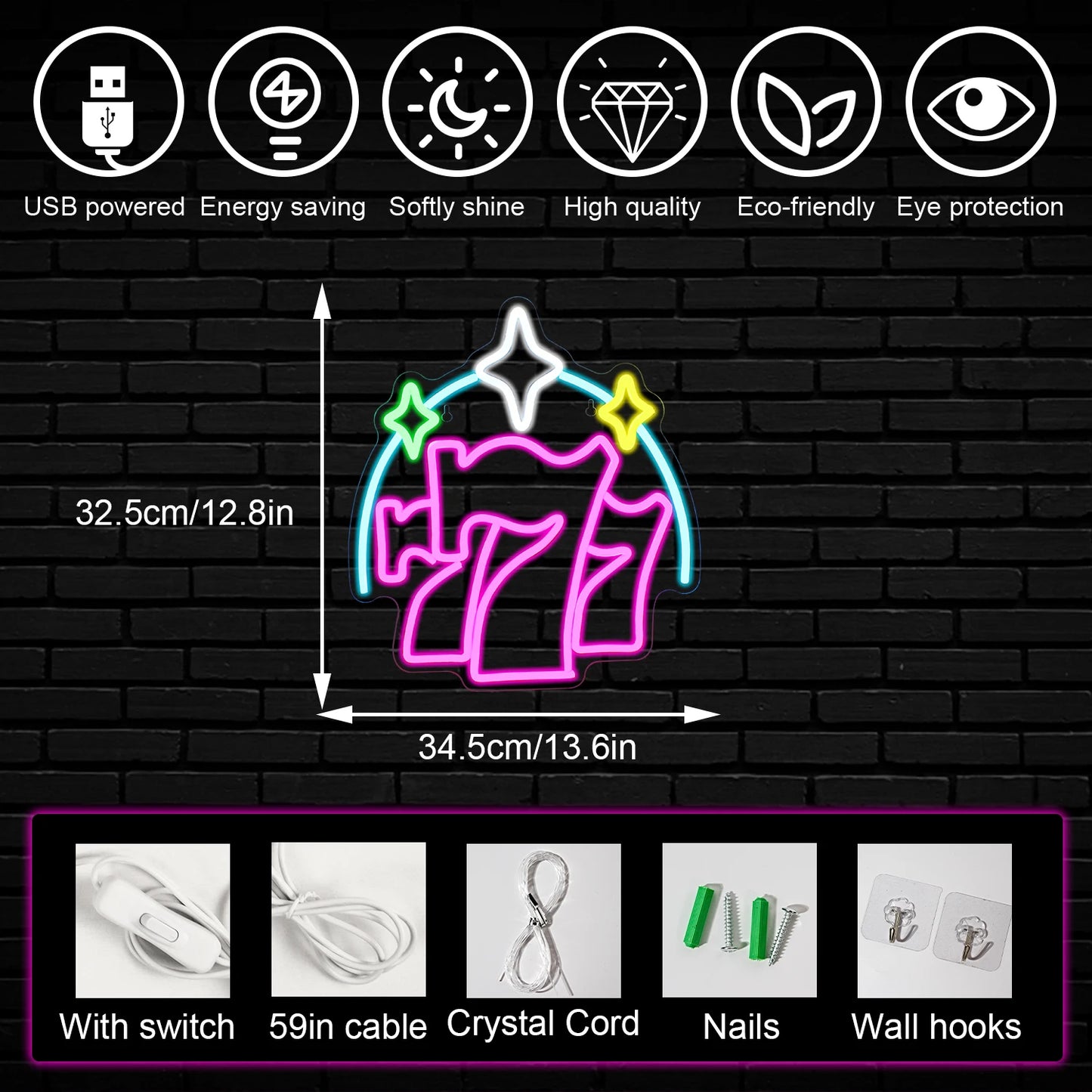 Luck 777 5V USB LED Neon Sign - Budget Friendly