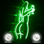 Mulher e copo de vinho – reclame luminoso em néon LED (5 V USB)