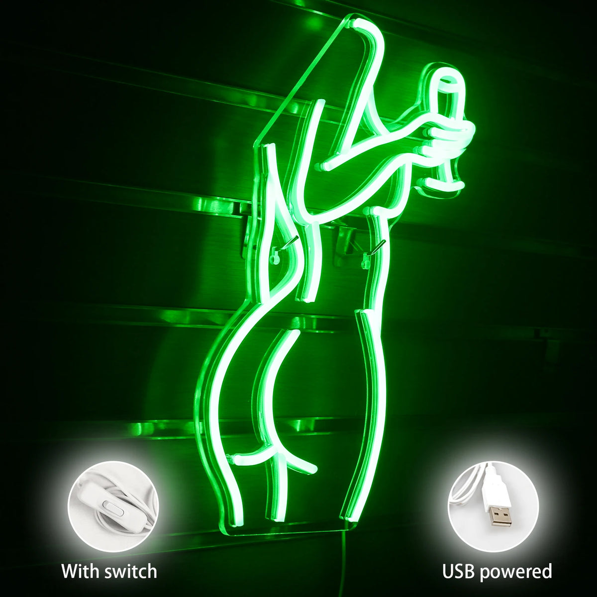 Letreiro de LED Taça de Vinho Feminina 5V USB - Econômico