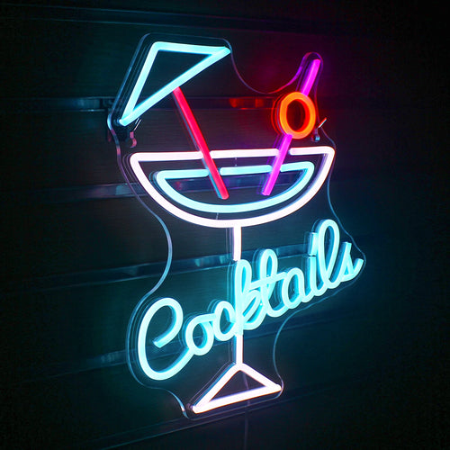 Cocktails – Copo de cocktail com sombrinha – reclame luminoso em néon LED (5 V USB)