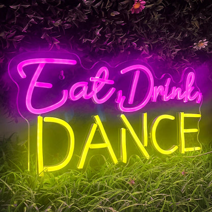 Placa de LED "Eat Drink Dance" 5V USB - Econômica
