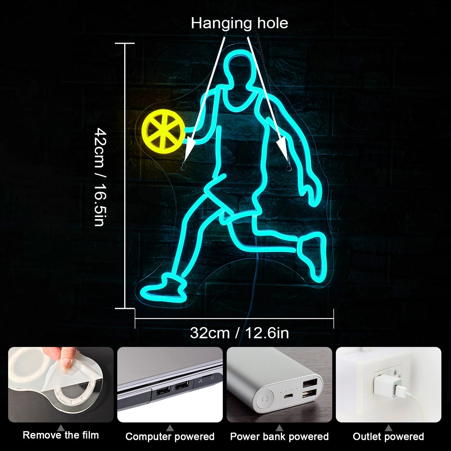 Letreiro de LED USB 5V de Basquete - Econômico