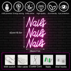 Nails Nails Nails – reclame luminoso em néon LED (5 V USB)