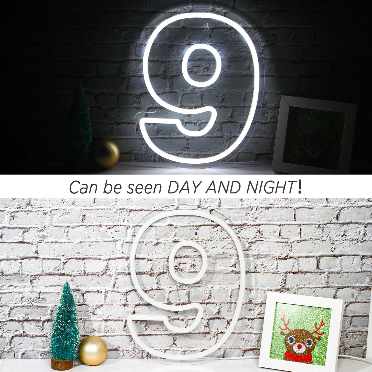 Números de aniversário com animais de desenhos animados 0–9 – letreiro de néon LED (5 V USB)