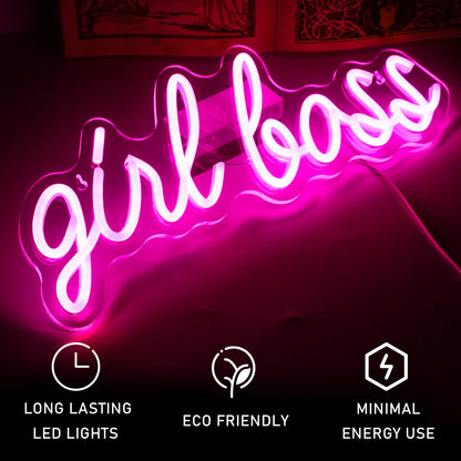 Letreiro de LED "Girl Boss" 5V USB - Econômico