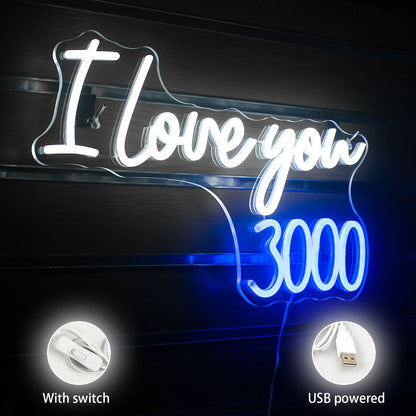 Amo Você 3000 Vezes Letreiro de LED USB 5V - Econômico