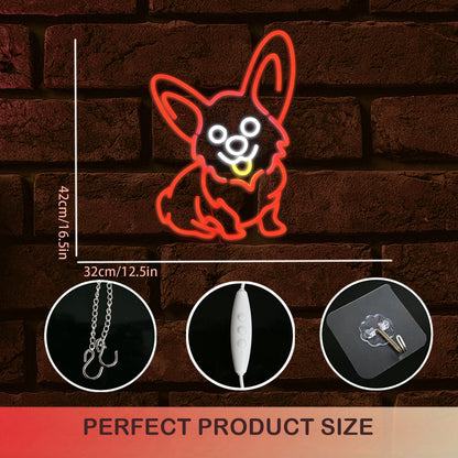 Corgi Dog Red 5V USB LED Neon Sign - Budget Friendly