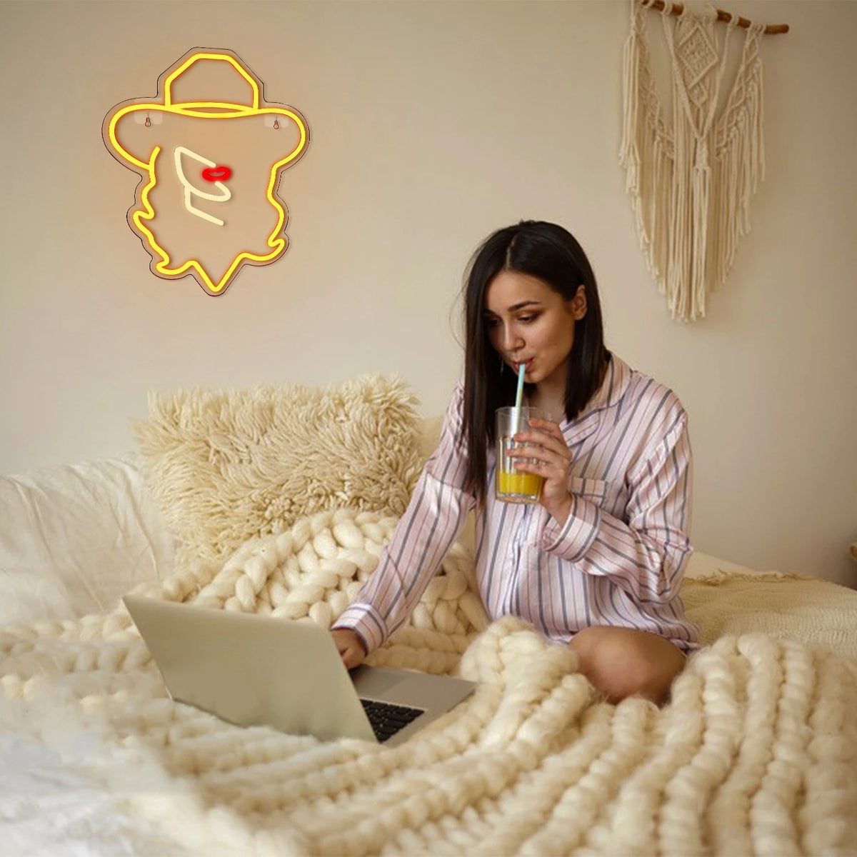 Chapéus de cowgirl – letreiro de néon LED (5 V USB)
