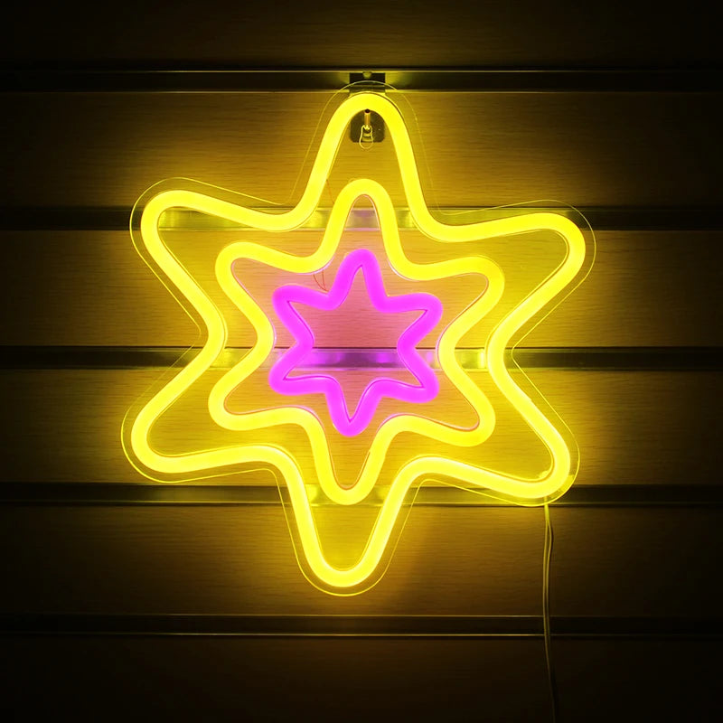 Letreiro de LED Hexagonal Estrela 5V USB - Econômico