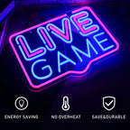 LIVE GAME – Moldura retangular – letreiro de néon LED (5 V USB)