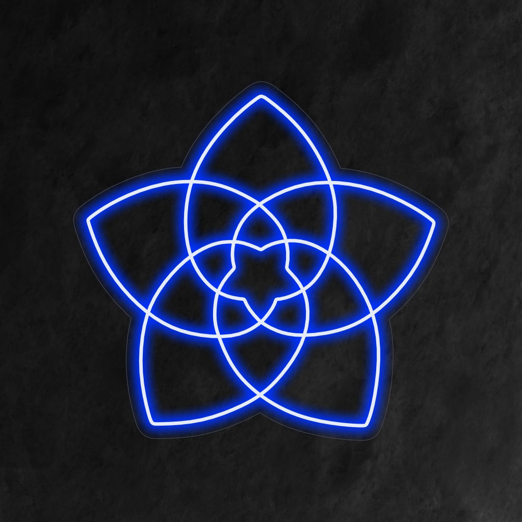 "Placa de Neon com Geometria Sagrada e Flor" é uma adição espiritual e complexa ao seu interior. Uma luminária de neon que combina geometria sagrada e elementos florais para um design cativante.
