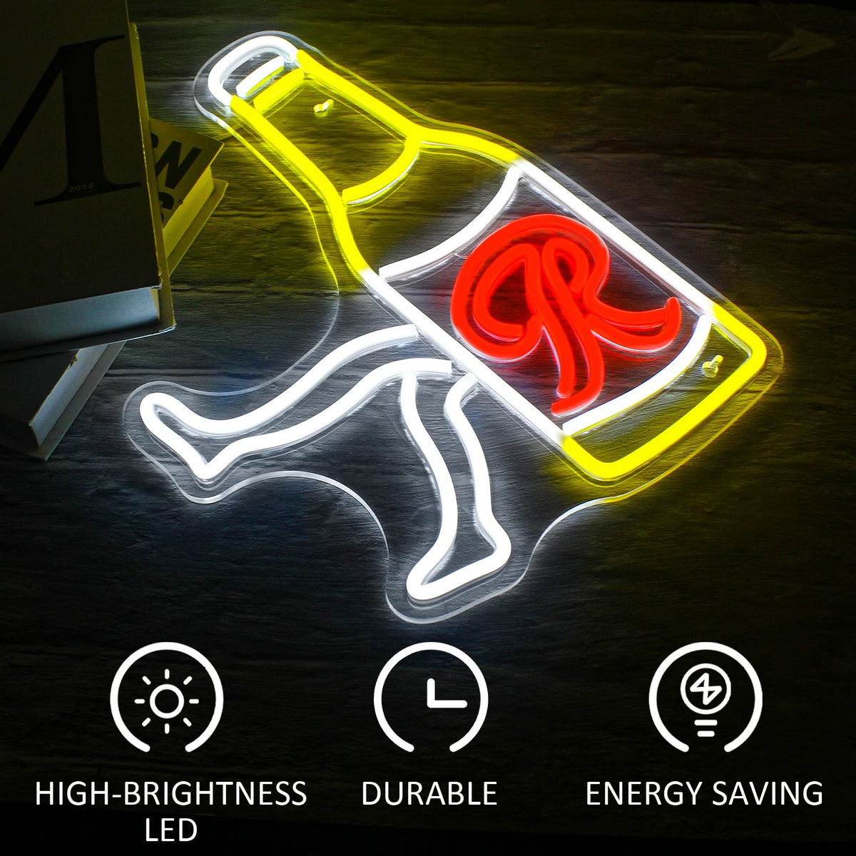 Garrafa de cerveja a caminhar – reclame luminoso em néon LED (5 V USB)