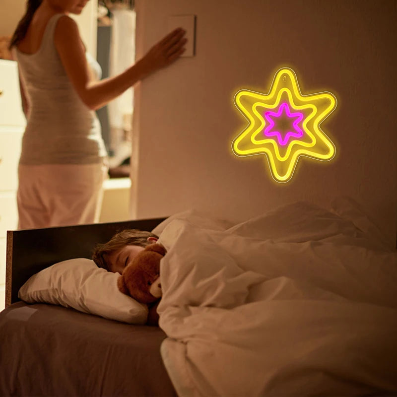 Letreiro de LED Hexagonal Estrela 5V USB - Econômico