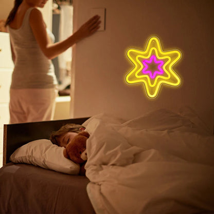 Letreiro de LED Hexagonal Estrela 5V USB - Econômico