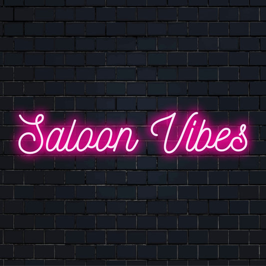 Placa de neon LED personalizada com texto Saloon Vibes; decoração de neon perfeita com um charme rústico para qualquer espaço.