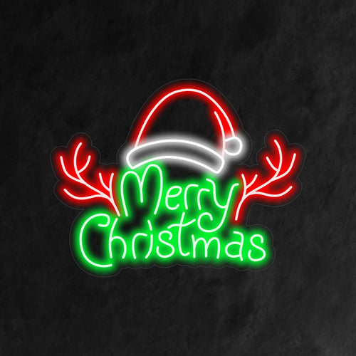 "Placa de neon com chapéu de Papai Noel para Feliz Natal" é uma adição festiva e alegre ao seu interior com tema natalino. Uma luz neon que espalha a alegria natalina com um chapéu de Papai Noel.