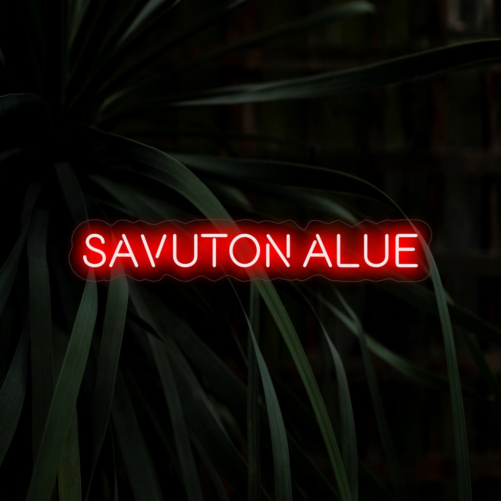 O letreiro de neon "Savuton Alue" é um acessório único e intrigante, perfeito para espaços que prezam por um ambiente sem fumo. Ilumine com a clareza e o frescor de uma zona sem fumo!