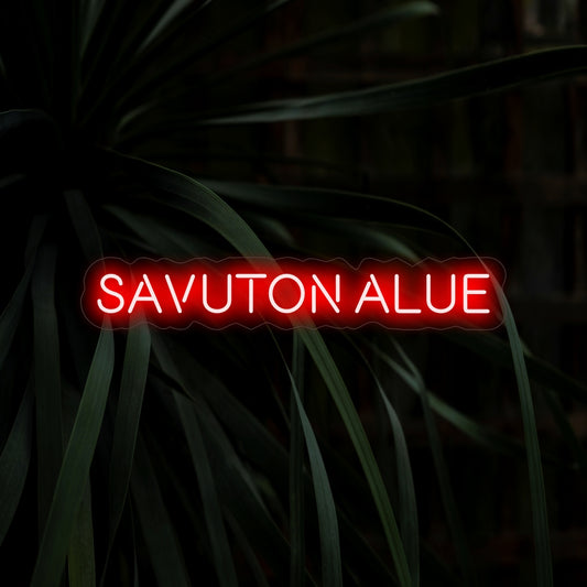 O letreiro de neon "Savuton Alue" é um acessório único e intrigante, perfeito para espaços que prezam por um ambiente sem fumo. Ilumine com a clareza e o frescor de uma zona sem fumo!