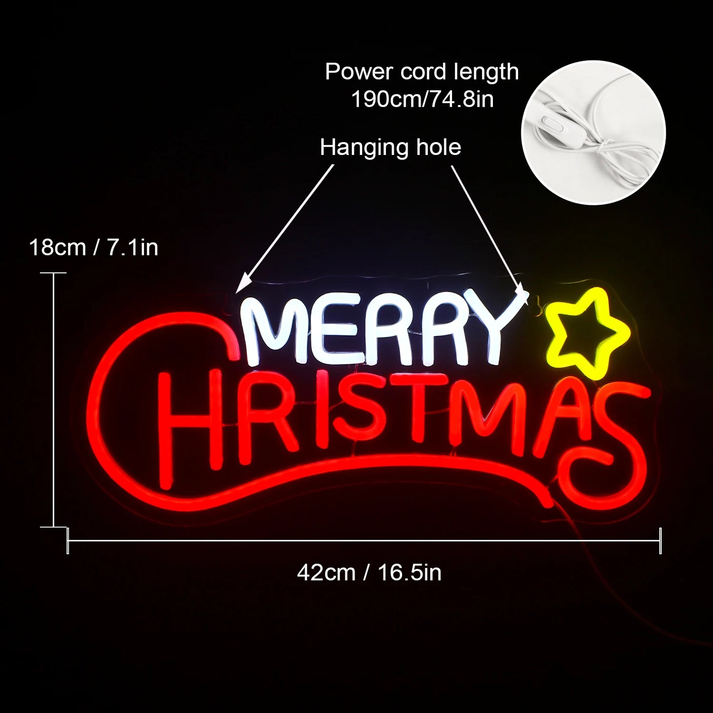 Letreiro de LED Feliz Natal 5V USB - Econômico