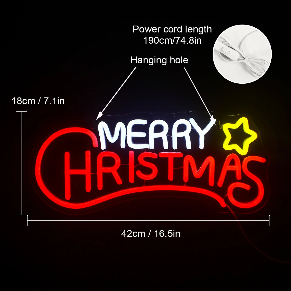 Merry Christmas 5V USB LED Neon Sign - Budget Friendly