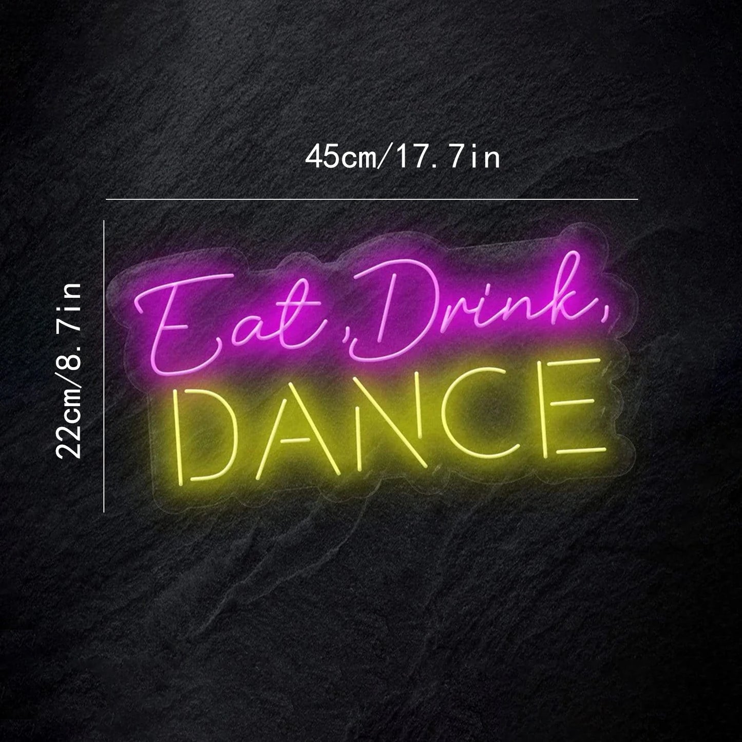 Placa de LED "Eat Drink Dance" 5V USB - Econômica