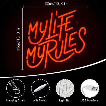 My Life My Rules 5V USB LED Neon Sign - Budget Friendly