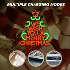WE WISH YOU A MERRY CHRISTMAS – Árvore de Natal e estrela – letreiro de néon LED (5 V USB)