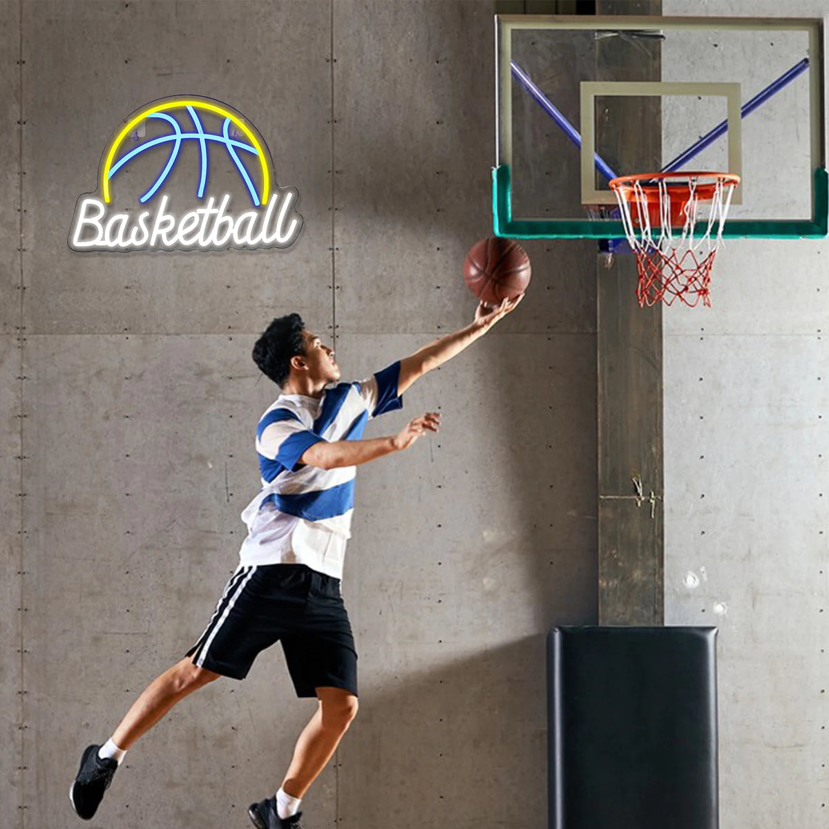 Basketball – Bola de basquetebol – reclame luminoso em néon LED (5 V USB)