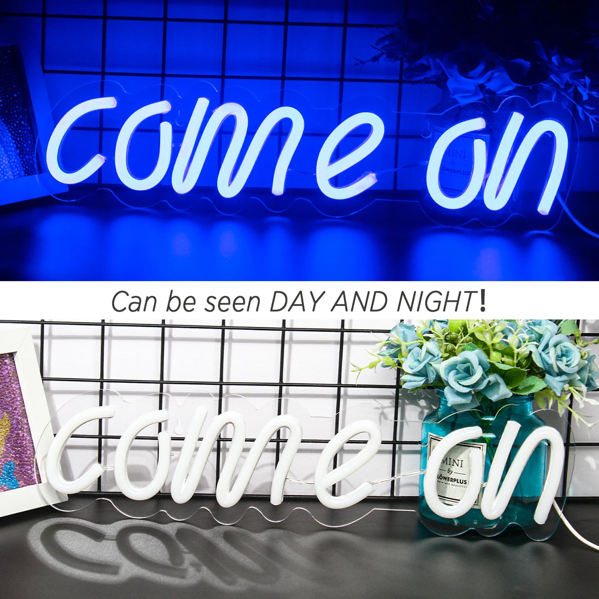 Come On – letreiro de néon LED (5 V USB)