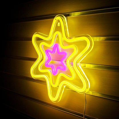 Letreiro de LED Hexagonal Estrela 5V USB - Econômico