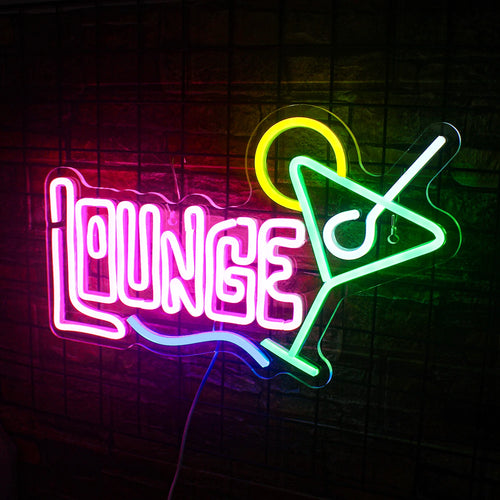 LOUNGE – Copo de martini – reclame luminoso em néon LED (5 V USB)