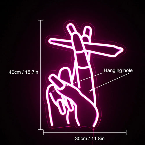 Mão com cigarro – letreiro de néon LED (5 V USB)