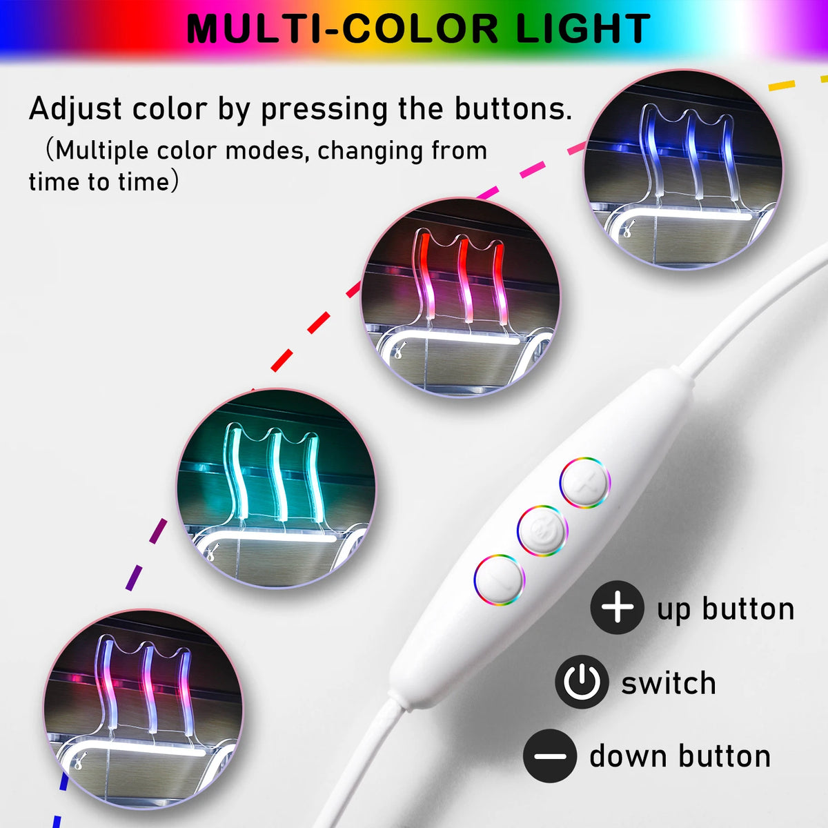 Motivo de café colorido – reclame luminoso em néon LED (5 V USB)
