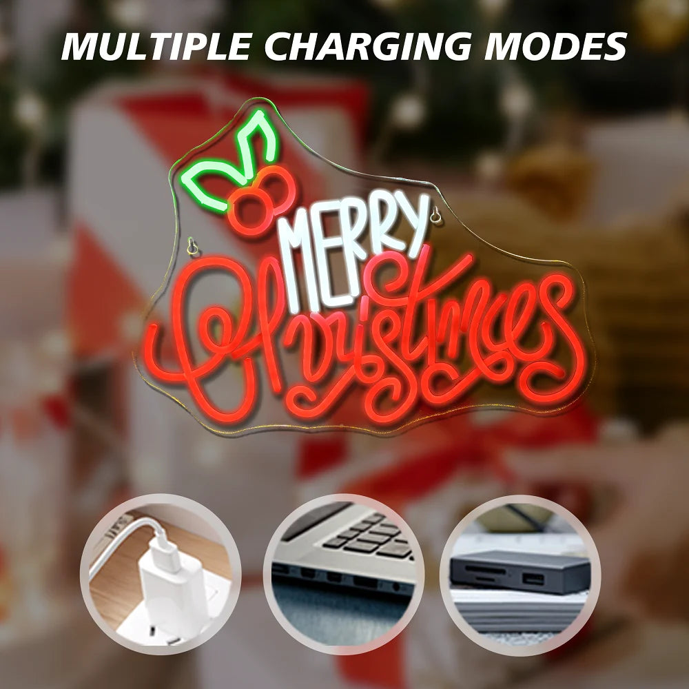 Merry Christmas 5V USB LED Neon Sign - Budget Friendly