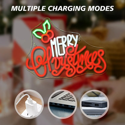 Merry Christmas 5V USB LED Neon Sign - Budget Friendly