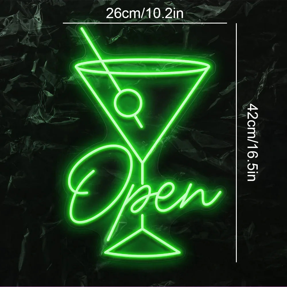 Open Cocktail Glass 5V USB LED Neon Sign - Budget Friendly