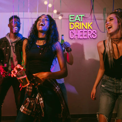 Eat Drink Cheers 5V USB LED Neon Sign - Budget Friendly