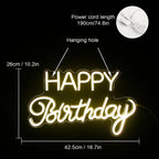 Happy Birthday 5V USB LED Neon Sign - Budget Friendly