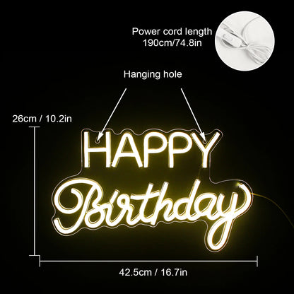 Letreiro de LED "Feliz Aniversário" USB 5V - Econômico