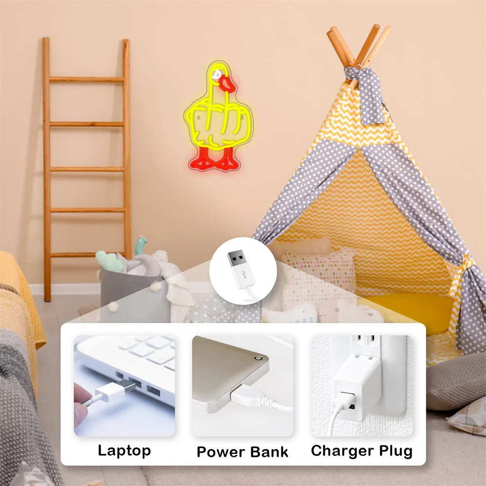 Letreiro de LED USB 5V em Forma de Pato - Econômico