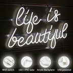Life is Beautiful – letreiro de néon LED (5 V USB)