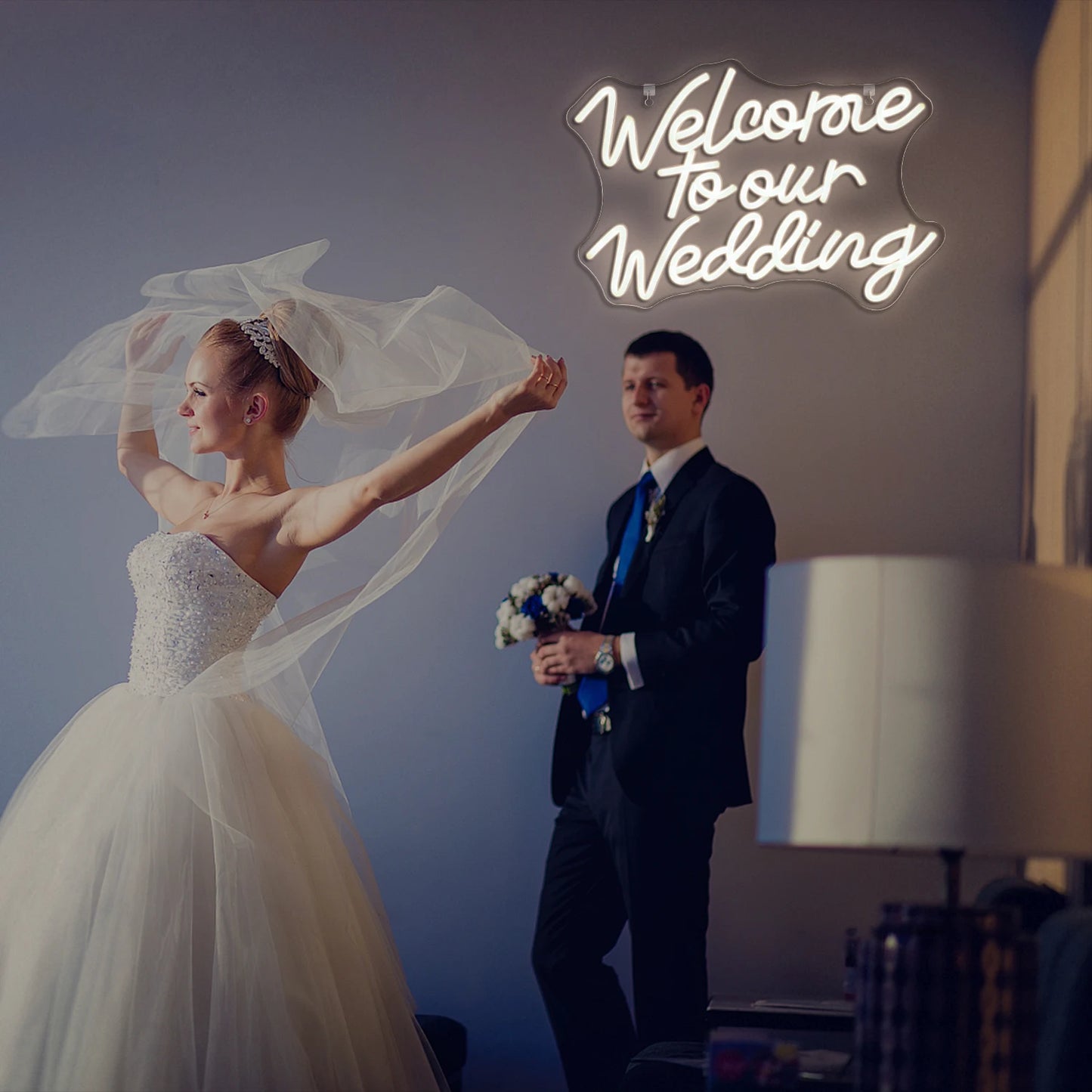 Bem-vindo ao Nosso Casamento Letreiro de LED USB 5V - Econômico